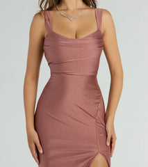 Tiffany Lace-Up Slit Mermaid Formal Dress