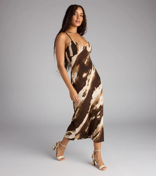 Paint The Night Abstract Open Back Midi Dress