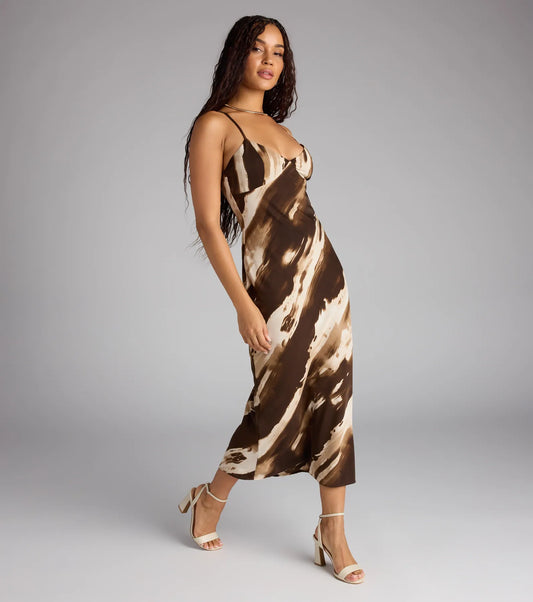 Paint The Night Abstract Open Back Midi Dress