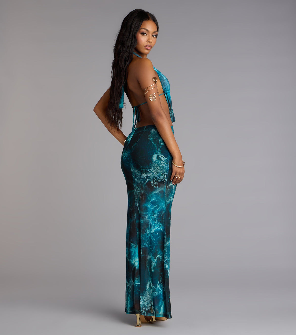 Ocean Eyes Halter Maxi Dress