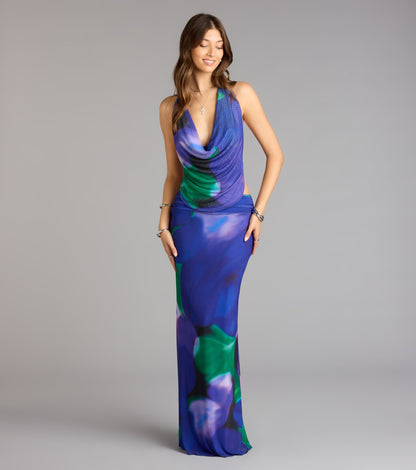 Artful Drama Floral Open Back Maxi Dress