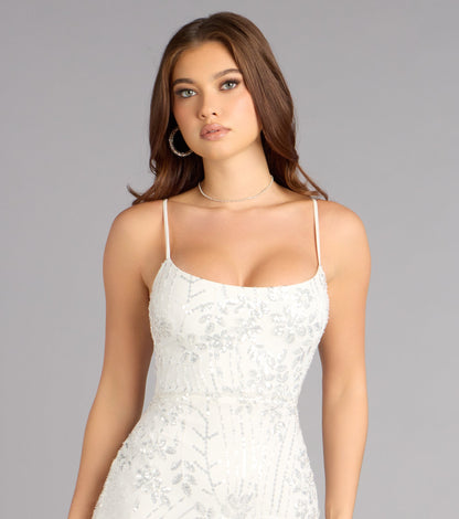 Bridal Glow Sequin Lace Up Mini Dress
