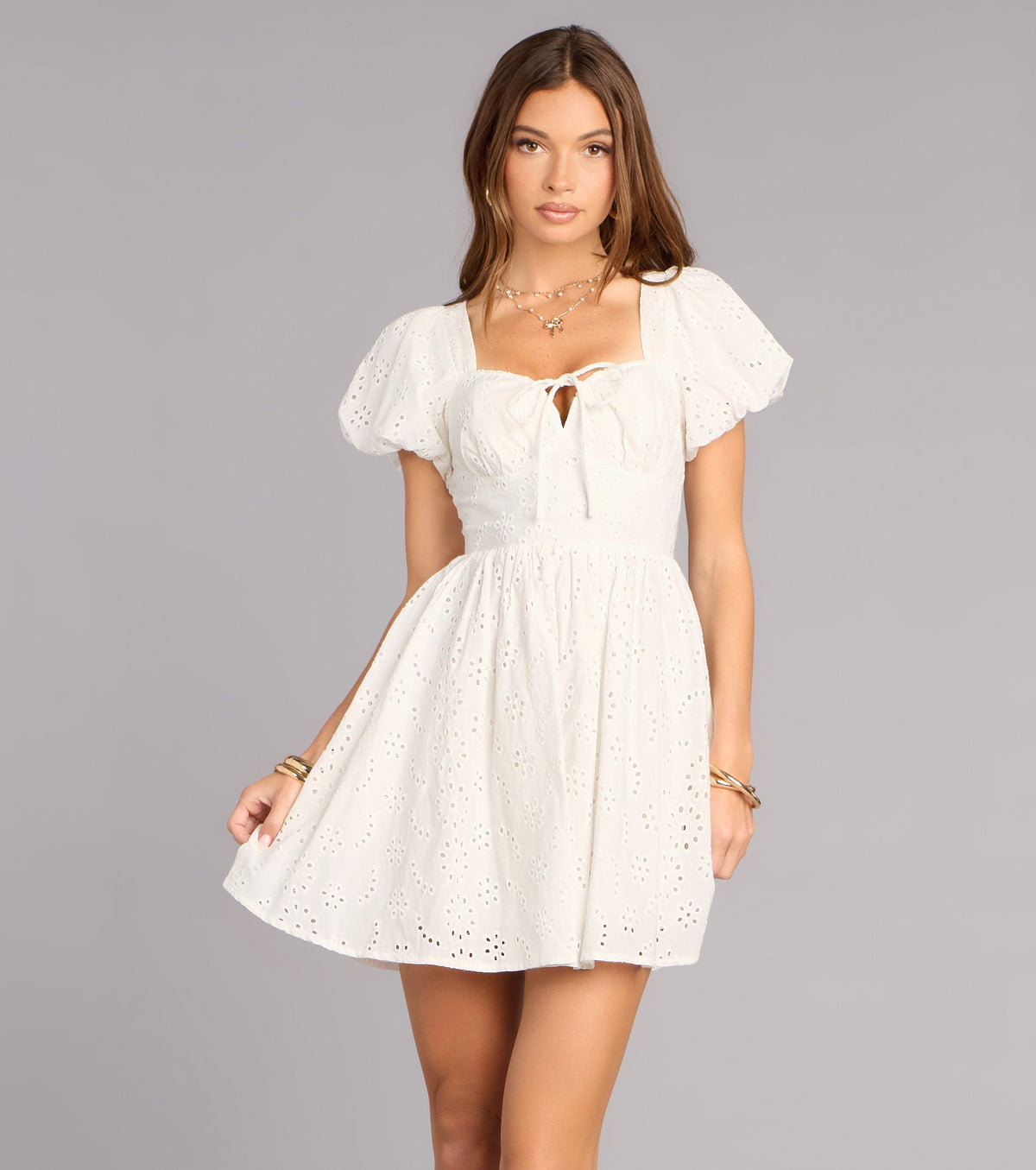 Charmed Life Eyelet Skater Mini Dress