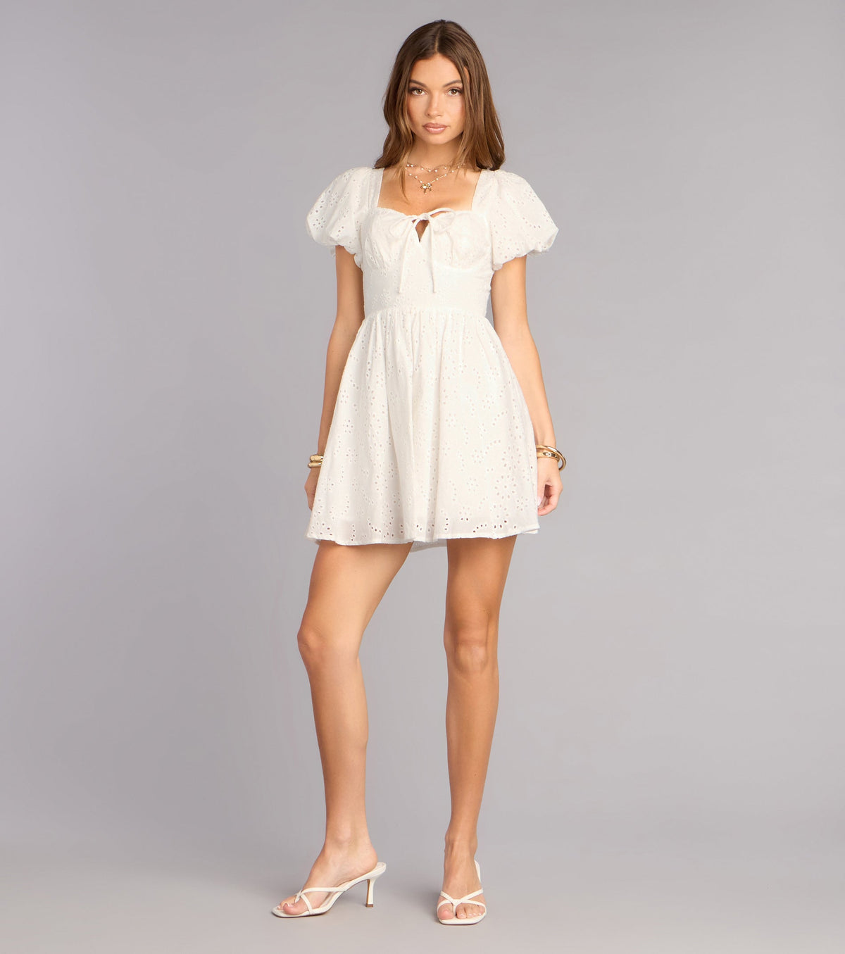 Charmed Life Eyelet Skater Mini Dress