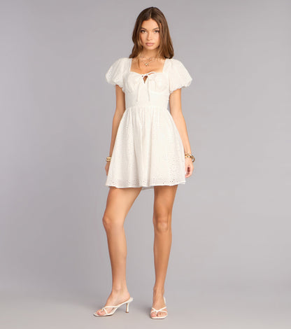 Charmed Life Eyelet Skater Mini Dress