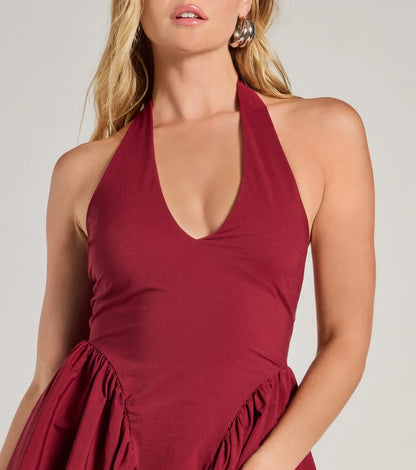 Cutest Vibe Halter Drop Waist Skater Dress