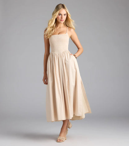 Effortless Era Woven A-Line Midi Dress