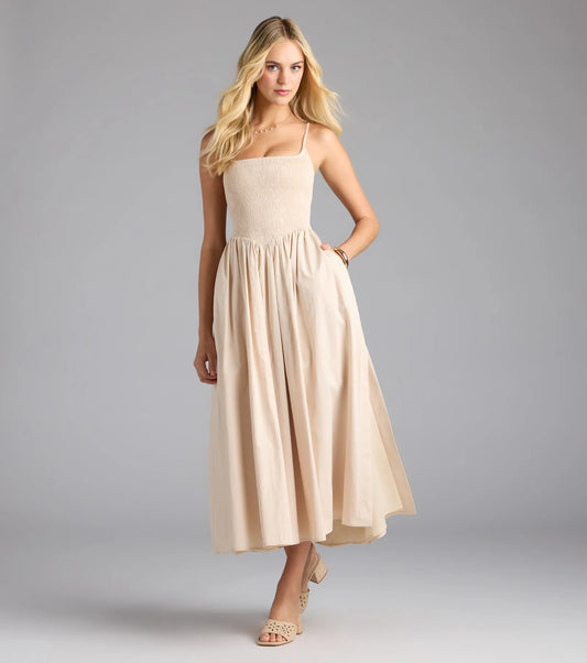 Effortless Era Woven A-Line Midi Dress