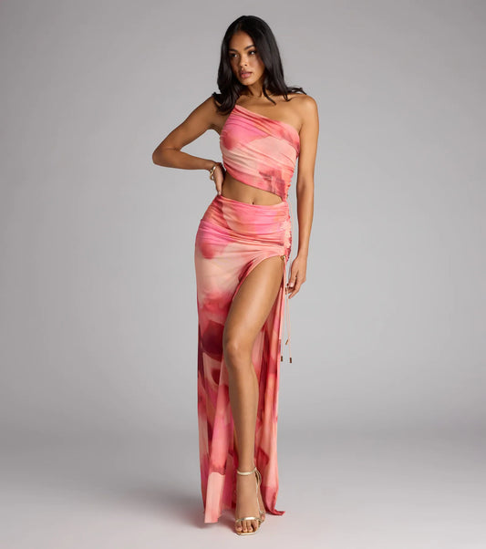 Heat Check Abstract Cutout Maxi Dress