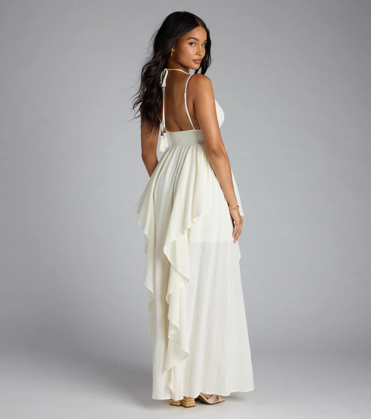 Just Like A Dream Strappy Back Ruffled Maxi Dress