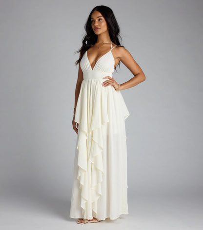 Just Like A Dream Strappy Back Ruffled Maxi Dress