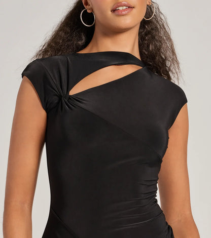 Cutout And About Cap Sleeve Bodycon Mini Dress