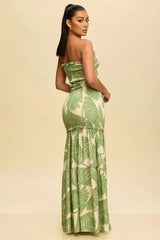 Printed Strapless Cutout Maxi Dress