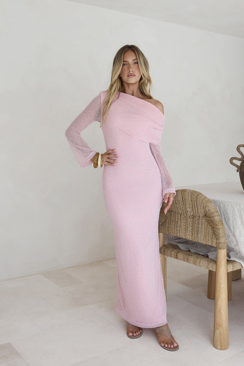Cool Daze Long Sleeve Knit Maxi Dress Pink