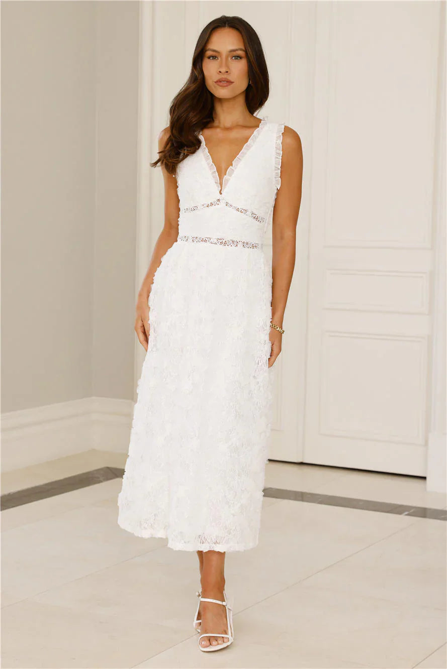 Ballet Era Lace Midi Dress White