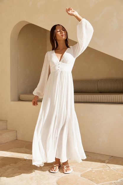 Sweeter Dreams Long Sleeve Maxi Dress White