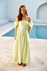 Bella Off-Shoulder Maxi Dress Green