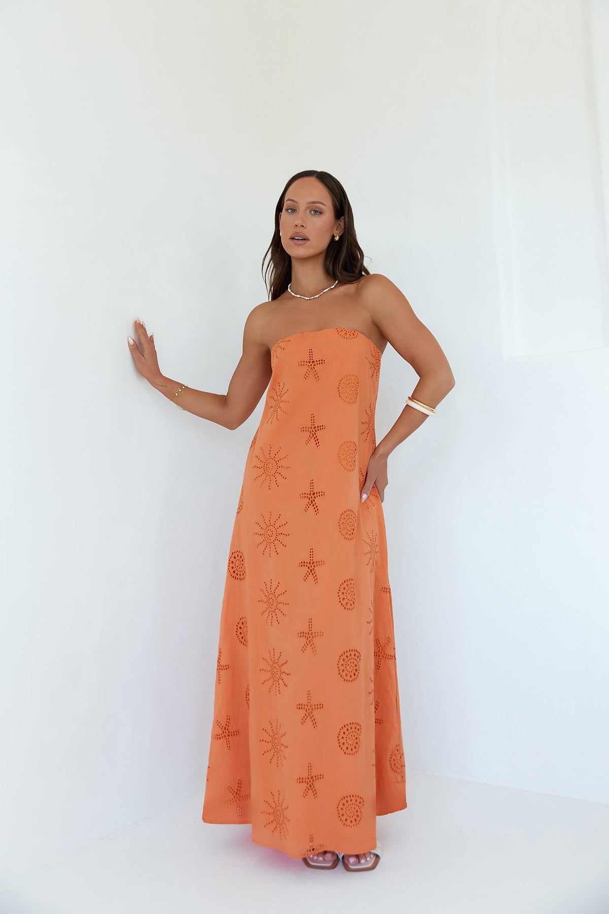 Heart To Heart Strapless Maxi Dress Orange