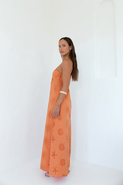 Heart To Heart Strapless Maxi Dress Orange
