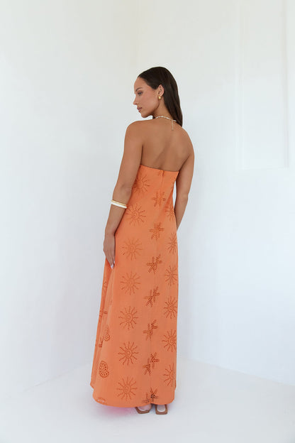 Heart To Heart Strapless Maxi Dress Orange