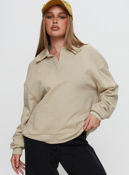 Back Around Collared Fleece Jumper Oat