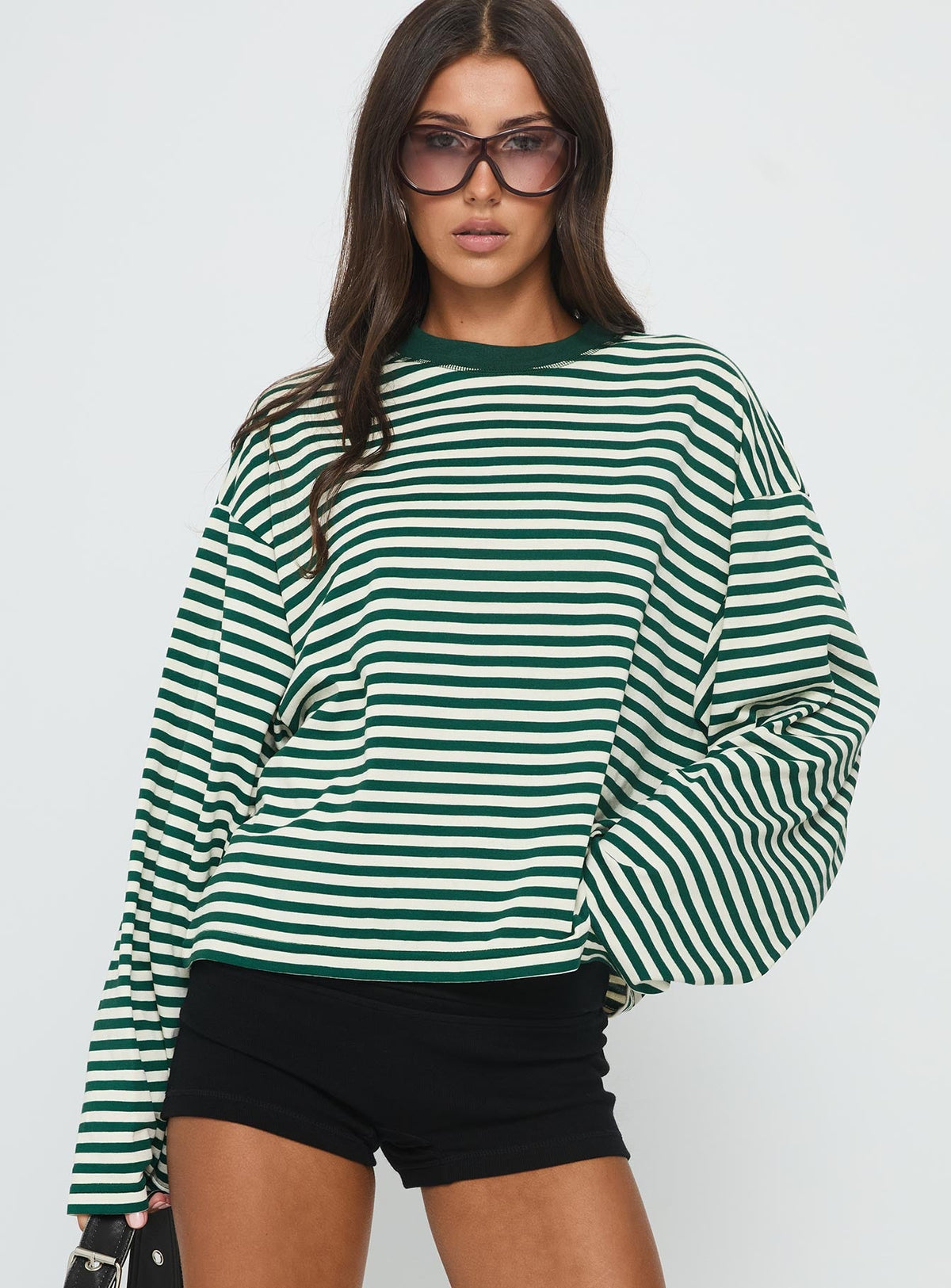 Bloom Long Sleeve Top Moss Stripe
