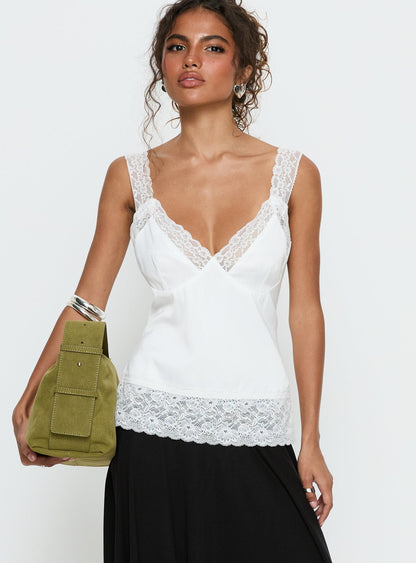 Avyra Lace Trim Cami Top White