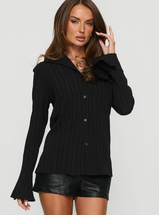 Beatris Long Sleeve Top Black