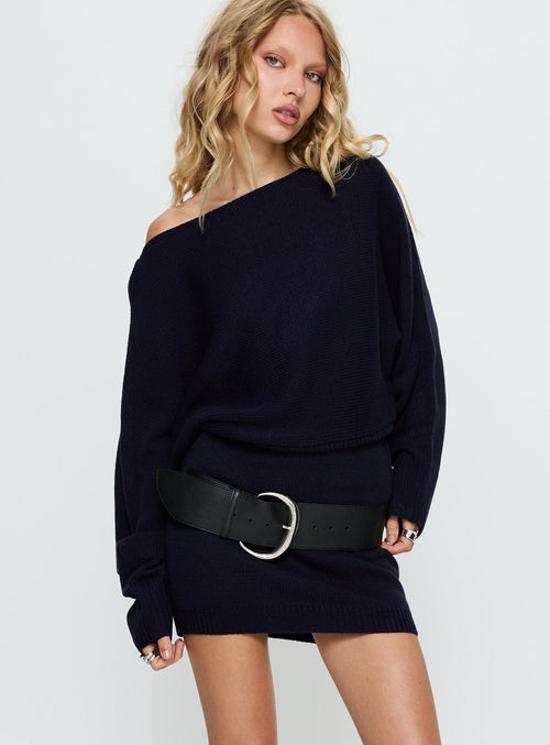 Bellamie Long Sleeve Mini Dress Navy