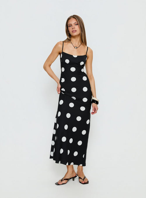 Avienna Maxi Dress Black Polka Dot