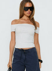 Baseline Boat Neck Top Grey Marle