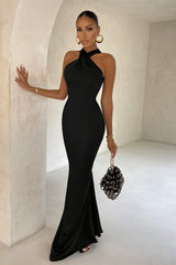 Chic Solid Slim Backless Sleeveless Maxi Dress