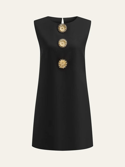 Metal Decor Sleeveless Mini Dress