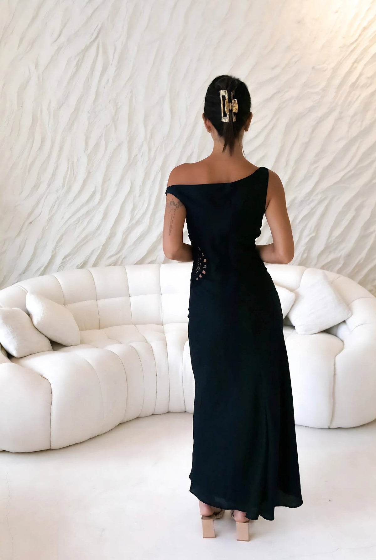Moonlight Dancer Off Shoulder Maxi Dress Black
