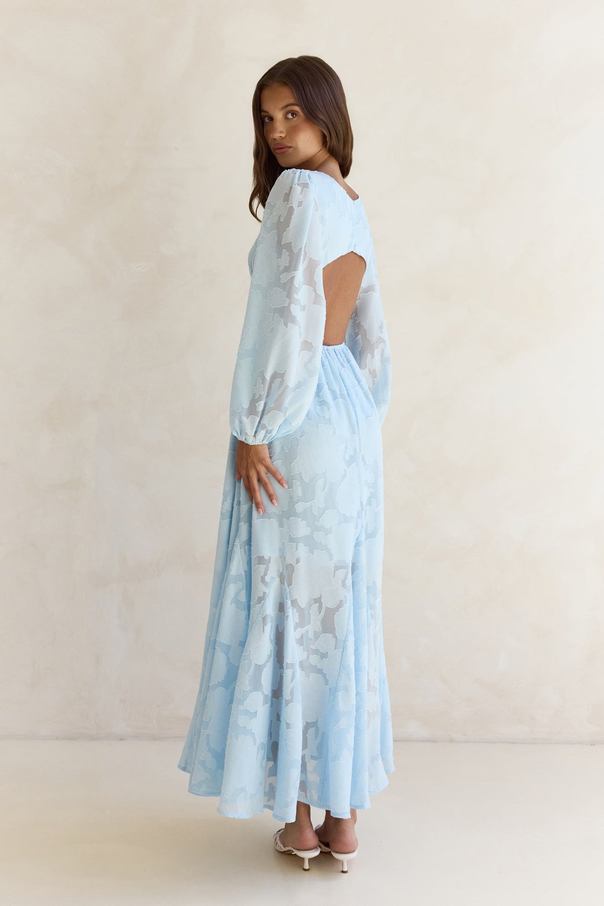 Time Floats By Long Sleeve Maxi Dress Blue