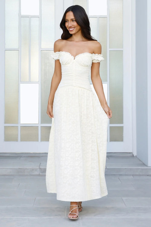 Soft Serve Off Shoulder Maxi Dress Yellow