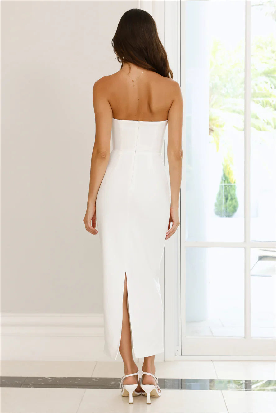 Serenade Of Love Strapless Maxi Dress White