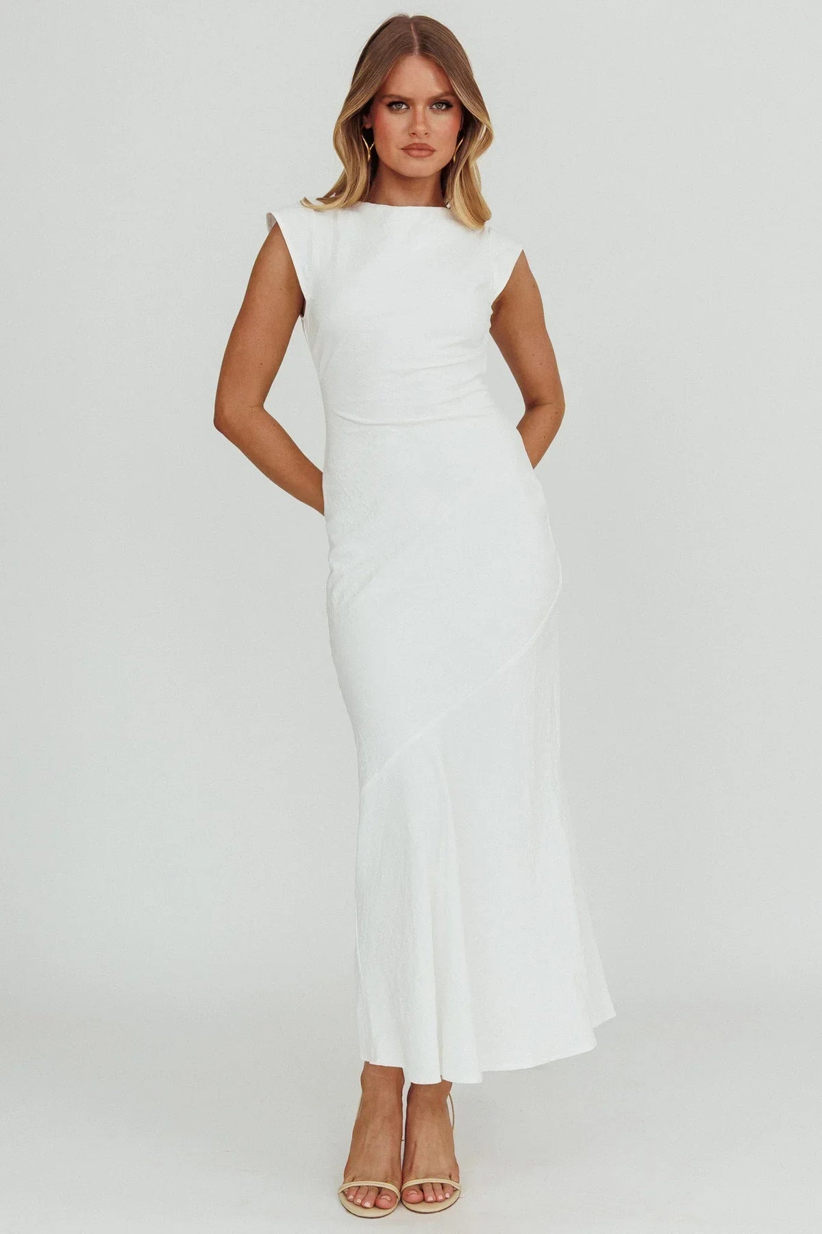 Maysa Cowl Back Maxi Dress Off White