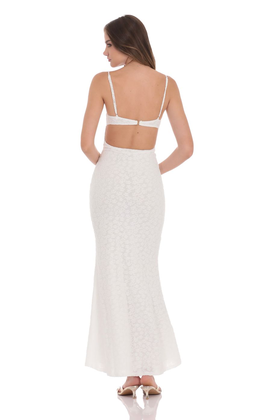 Textured Floral Maxi Dress in White