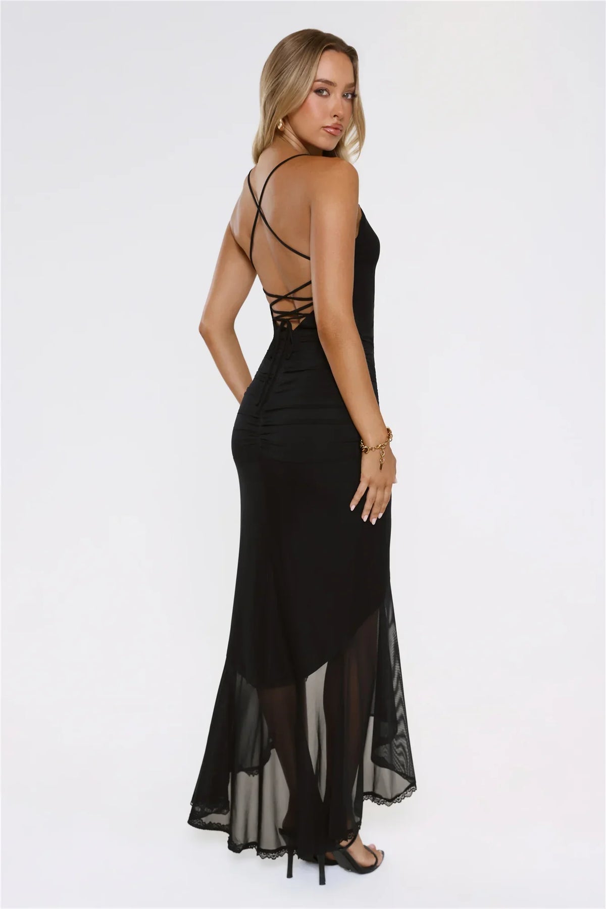Whispered Dreams Mesh Maxi Dress Black