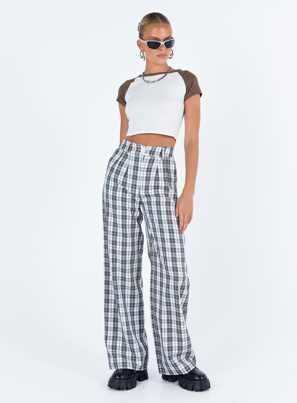 Archer Pants Grey Plaid