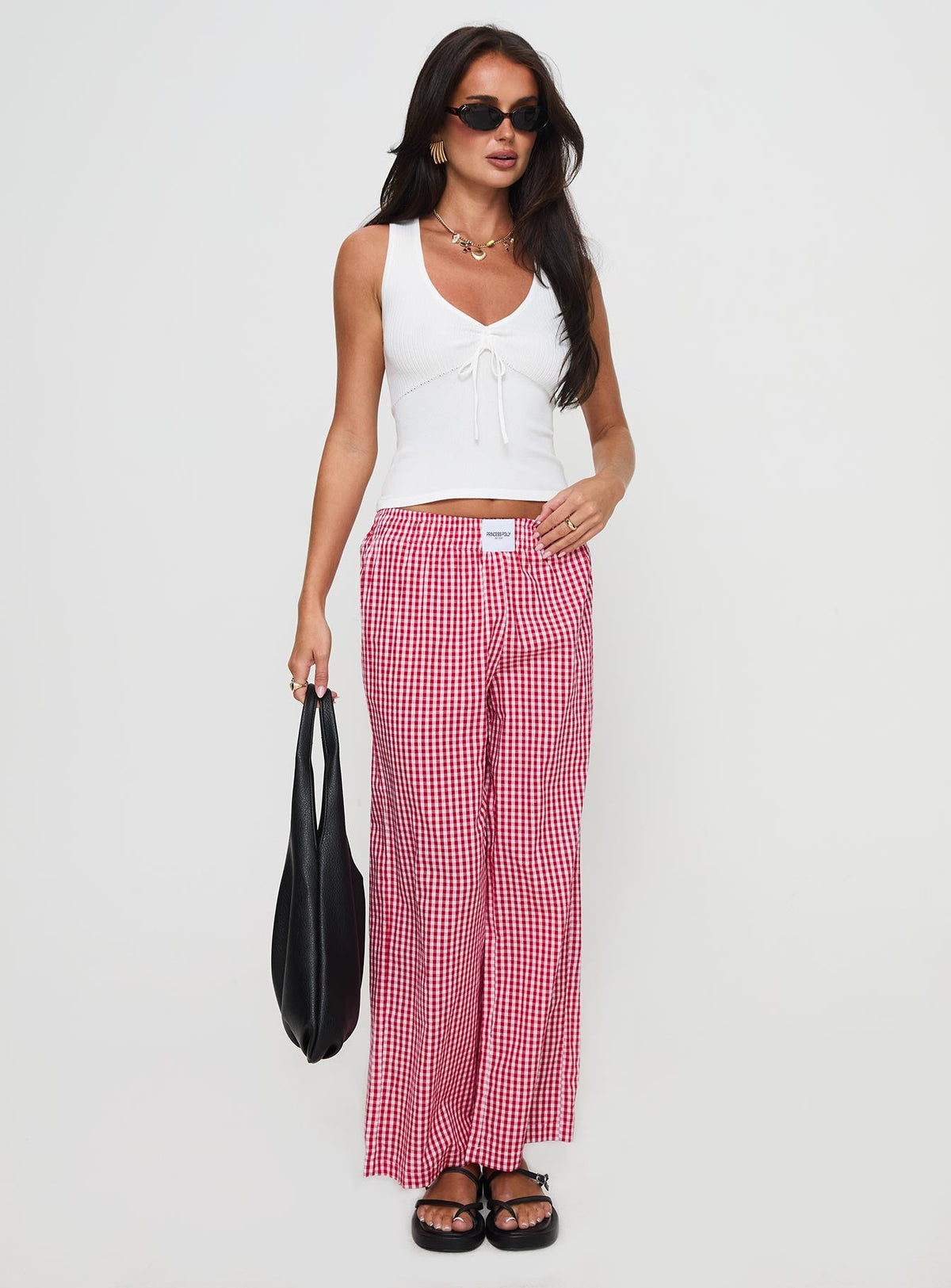 Beach House Pants Red Gingham