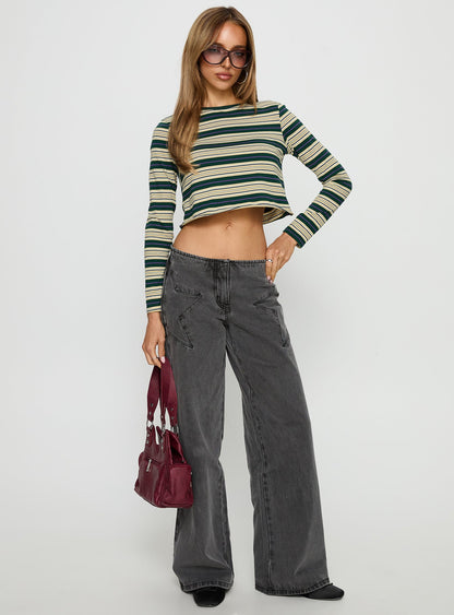 Bentlea Long Sleeve Top Green / Yellow Stripe