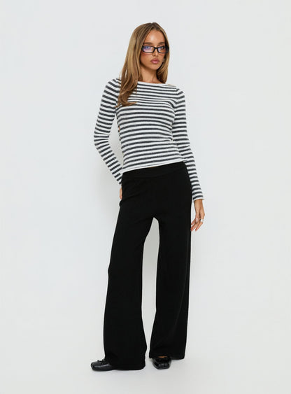 Bekki Wide Leg Knit Pant Black