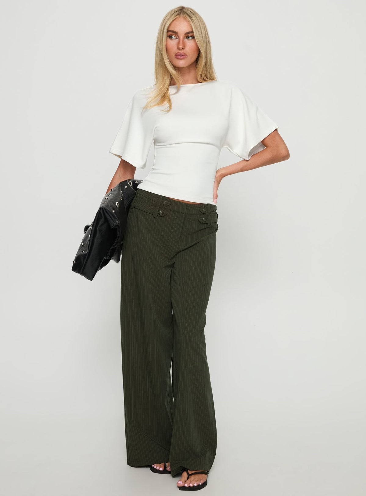 Arazia Cinched Short Sleeve Top White