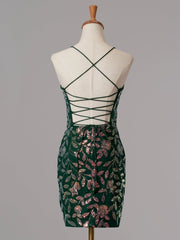 Green - Bodycon V Neck Sequined Homecoming Dresses