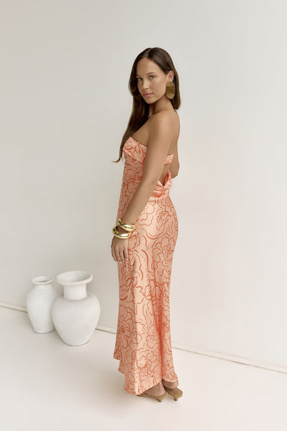 Staying True Strapless Maxi Dress Orange