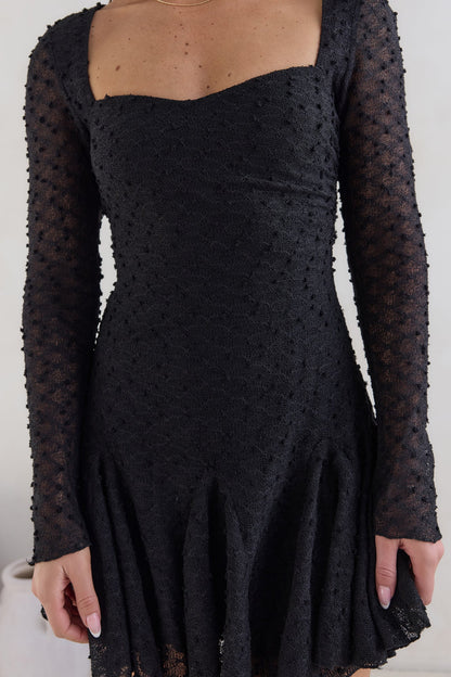 Drift And Dream Long Sleeve Mini Dress Black