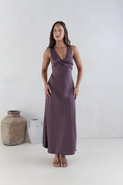 Island Reverie Satin Maxi Dress Purple