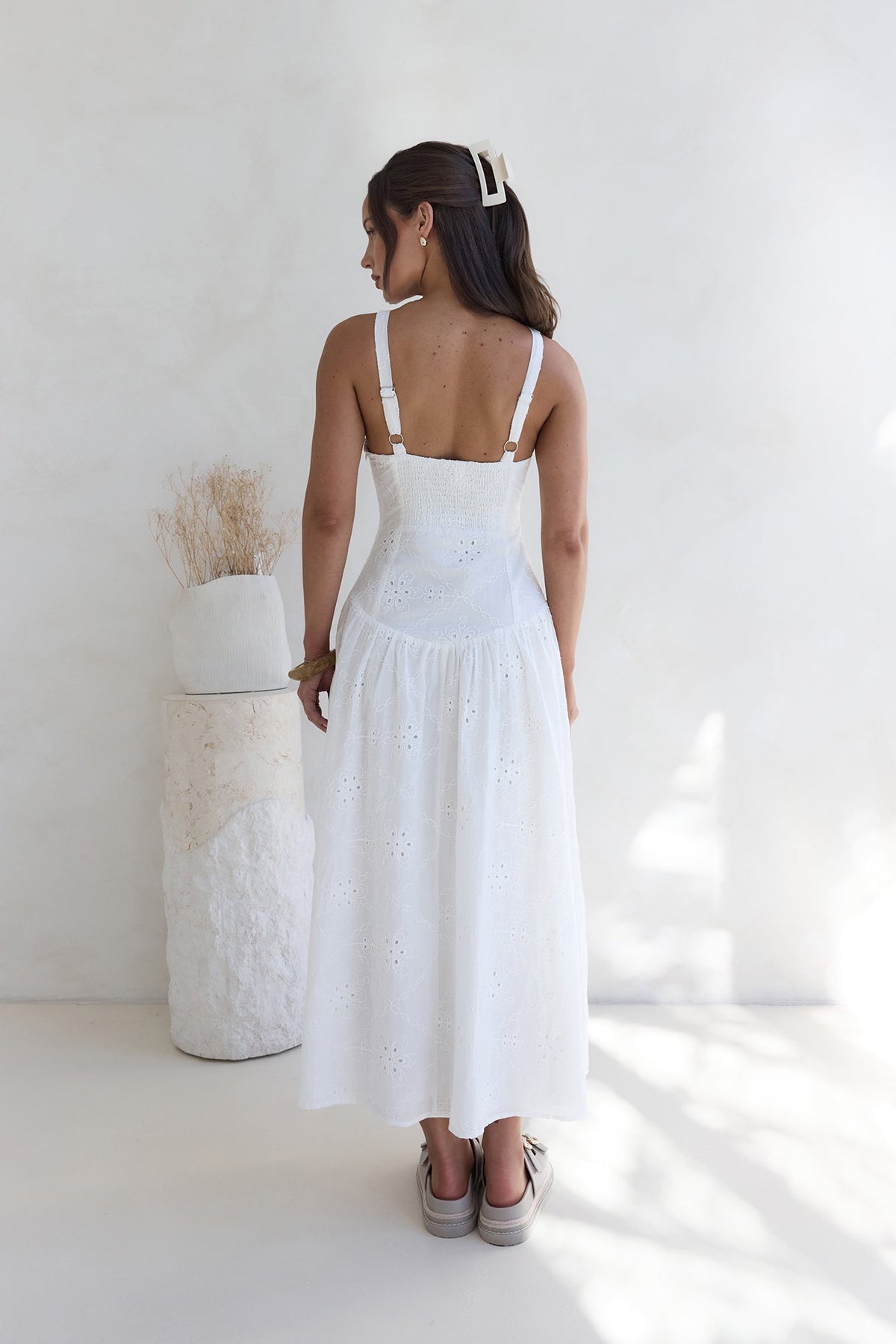 Jasmine Jewel Embroidered Maxi Dress White